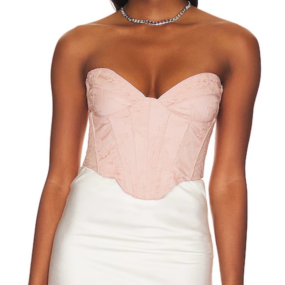 Bardot Ellie Lace Corset Top in Soft Pink